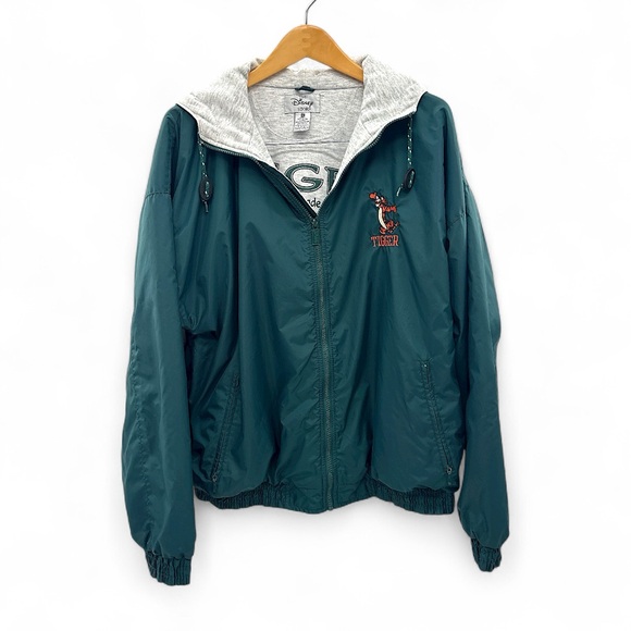 Vintage Disney Store Green Tigger Jacket XL Jersey Lined Cheer Varsity Retro 90s - Picture 2 of 8